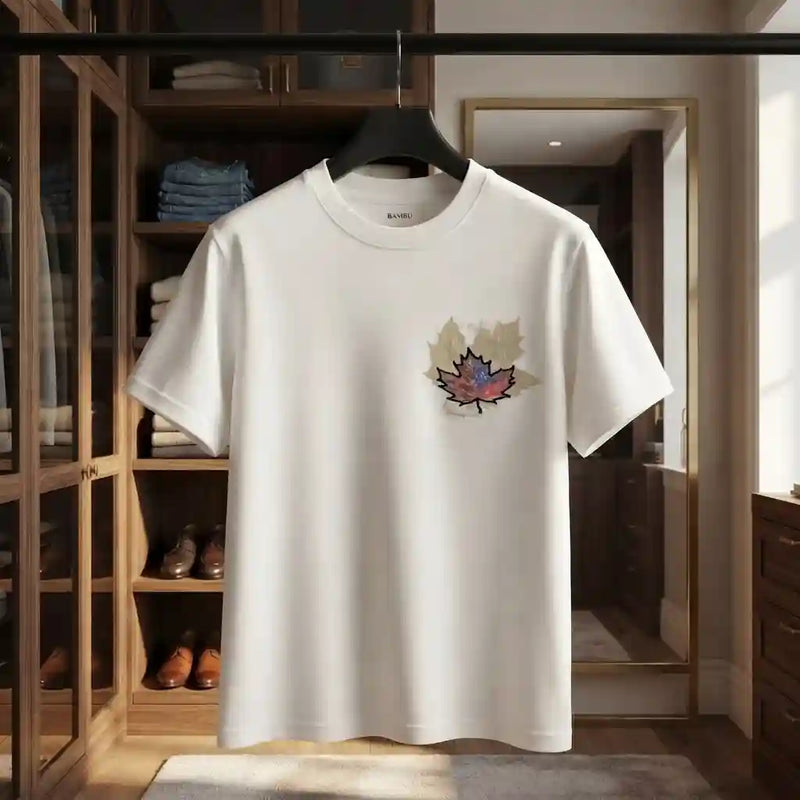 Men's Classic White Maple Leaf Graphic T-Shirt