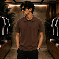 Men's Premium Chocolate Brown Tipped Collar Polo Shirt