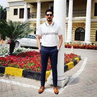 Men's White Contrast Collar Logo Graphic Polo Shirt view 2