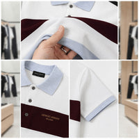 Men's Classic White Burgundy Panel Polo Shirt