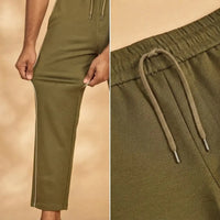 Men's Olive Green Side-Piped Jogger Trouser view 4