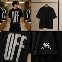 Men's Classic Black Distressed OFF Graphic T-Shirt