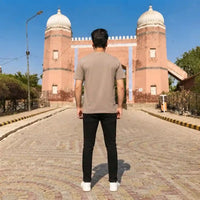 Men's Signature Logo Print Taupe T-Shirt view 3