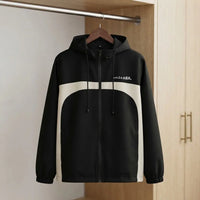 Modern Color-Block Zip-Up Hooded Jacket view 1