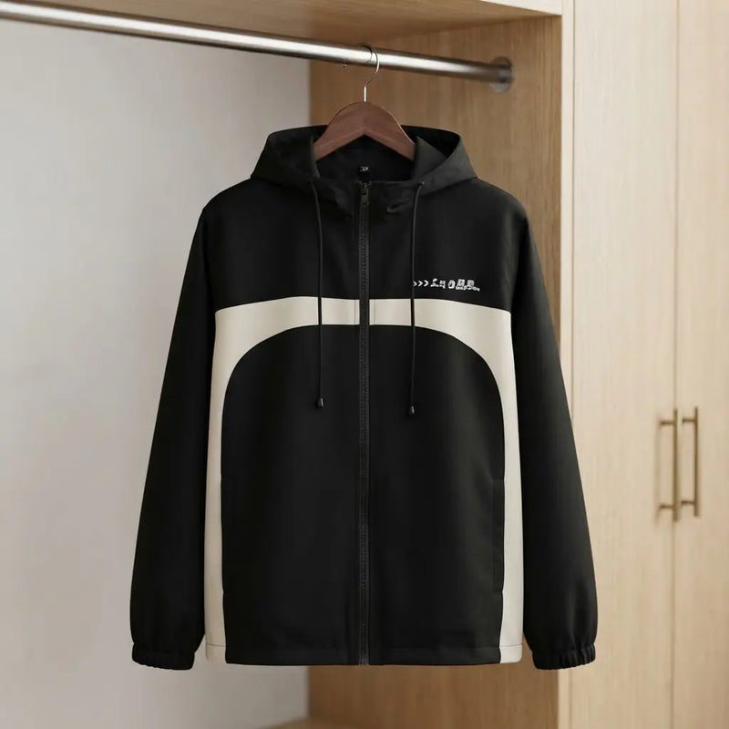 Modern Color-Block Zip-Up Hooded Jacket