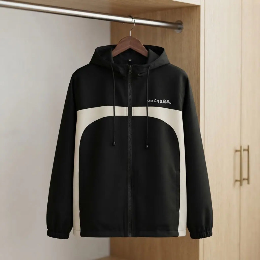 Modern Color-Block Zip-Up Hooded Jacket