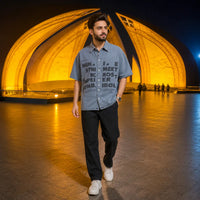 Men's Graphic Print Short-Sleeve Denim Shirt view 2
