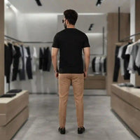 Men's Black Script Logo Embroidered Crew Neck T-Shirt view 3