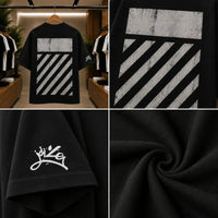 Men's Urban Black Distressed Stripe Graphic T-Shirt