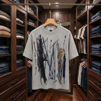 Men's Urban Brushstroke Graphic Grey T-Shirt view 1