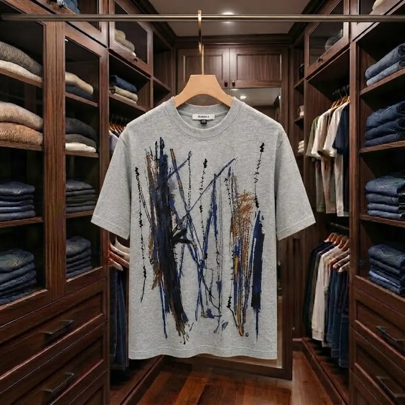 Men's Urban Brushstroke Graphic Grey T-Shirt