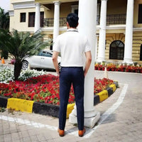Men's White Contrast Collar Logo Graphic Polo Shirt view 3