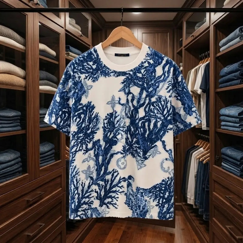 Indigo Abstract Graphic Oversized T-Shirt
