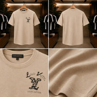 Men's Premium Cream Graphic Print Cotton T-Shirt