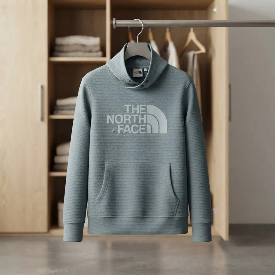 Waffle-Knit Sage Green Pullover Hoodie