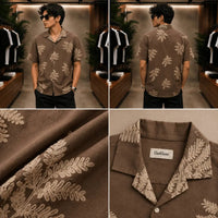 Cocoa Leaf Print Casual Shirt