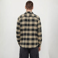 Men's Beige & Black Buffalo Check Flannel Overshirt
