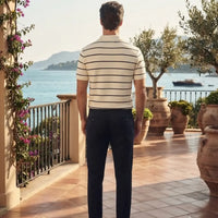 Prada Striped Knit Short-Sleeve Polo Shirt