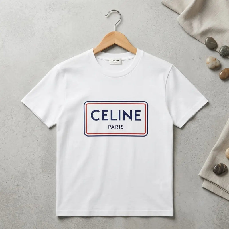 Celine Box Logo Printed Cotton T-Shirt