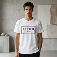 Celine Box Logo Printed Cotton T-Shirt