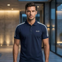 EA7 Emporio Armani Men's Striped Tape Polo Shirt