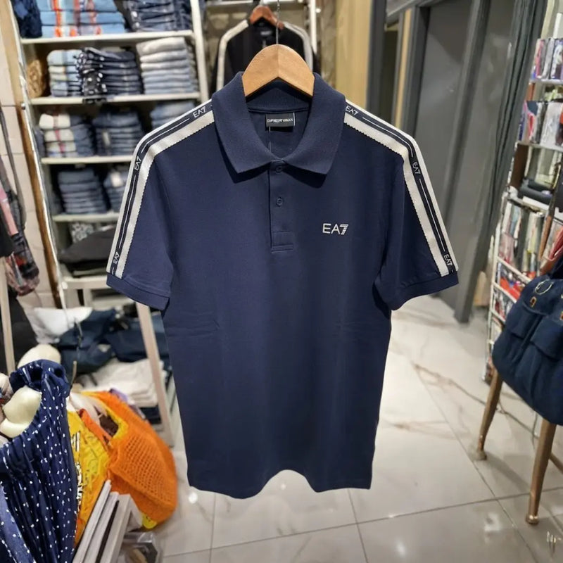 EA7 Emporio Armani Men's Striped Tape Polo Shirt