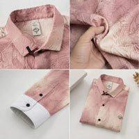 Men's Blush Pink Marble Print Casual Button-Up Shirt