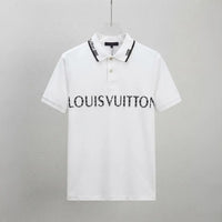 Men's White Contrast Collar Logo Graphic Polo Shirt