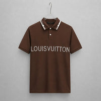 Men's White Contrast Collar Logo Graphic Polo Shirt