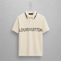 Men's White Contrast Collar Logo Graphic Polo Shirt