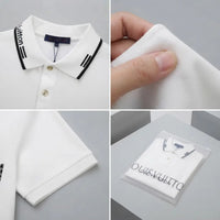 Men's White Contrast Collar Logo Graphic Polo Shirt