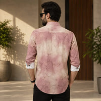 Men's Blush Pink Marble Print Casual Button-Up Shirt