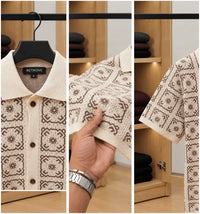 Geometric Jacquard Knit Polo Shirt view 4