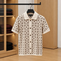 Geometric Jacquard Knit Polo Shirt view 1