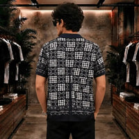 AMIRI Geometric Knit Short-Sleeve Polo Shirt