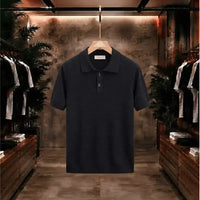Textured Knit Short-Sleeve Polo Shirt