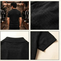 Textured Knit Short-Sleeve Polo Shirt