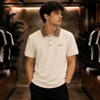 Ivory Luxe Monogram Collar Polo