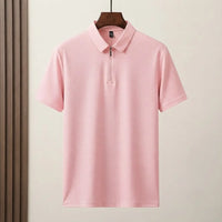 Men's Sky Blue Textured Half-Zip Polo Shirt