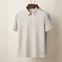 Men's Sky Blue Textured Half-Zip Polo Shirt