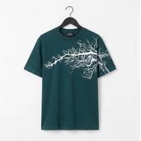 Men's Black White Branch Graphic Crew Neck T-Shirt
