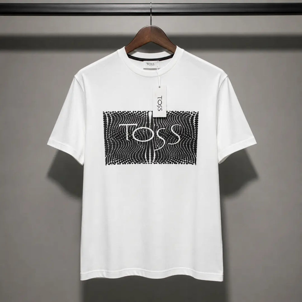 Men's White Abstract Logo Graphic Crew Neck T-Shirt