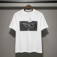 Men's White Abstract Logo Graphic Crew Neck T-Shirt