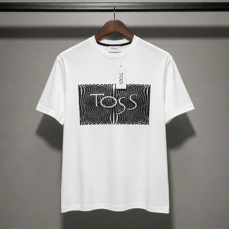 Men's White Abstract Logo Graphic Crew Neck T-Shirt