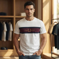 Men's White Chest Stripe Graphic Crew Neck T-Shirt