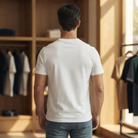 Men's White Chest Stripe Graphic Crew Neck T-Shirt