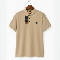 Men's Beige Contrast Tipped Piqué Polo Shirt