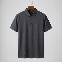 Men's Charcoal Grey All-Over Eagle Embroidered Polo Shirt