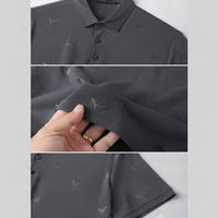 Men's Charcoal Grey All-Over Eagle Embroidered Polo Shirt