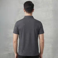 Men's Charcoal Grey All-Over Eagle Embroidered Polo Shirt